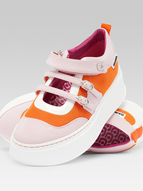 Carel BASKINA Sneakers Eco Verni Rose Orange Et Ivoire
