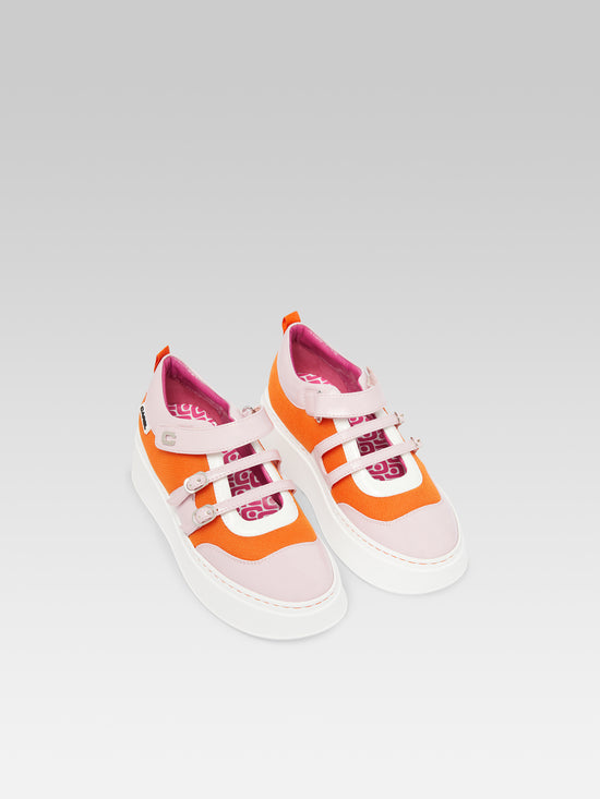 Carel BASKINA Sneakers Eco Verni Rose Orange Et Ivoire
