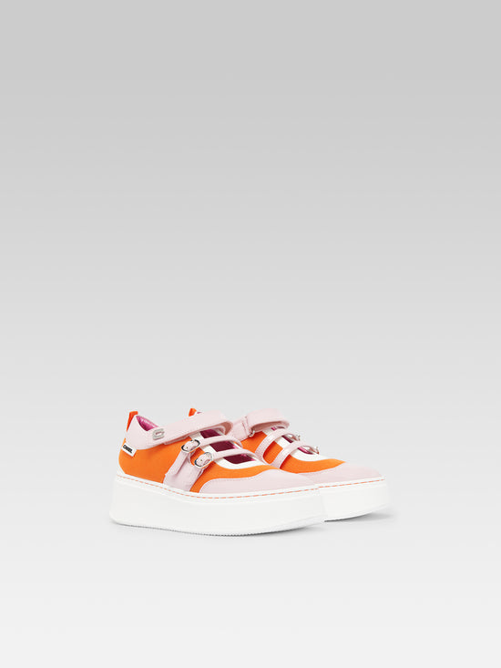 Carel BASKINA Sneakers Eco Verni Rose Orange Et Ivoire