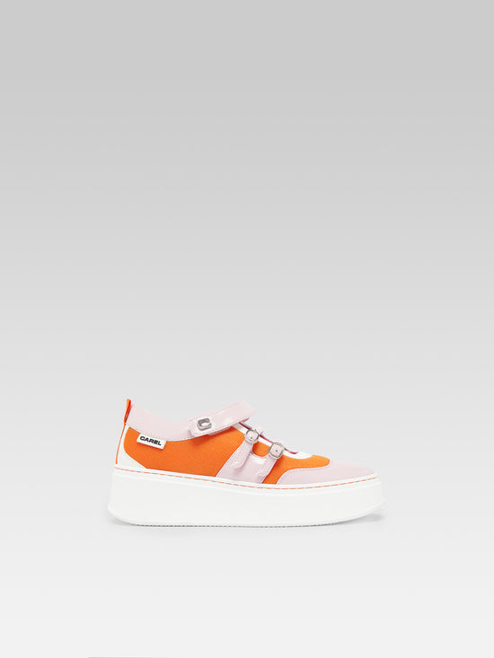carel BASKINA Sneakers eco verni rose orange et ivoire
