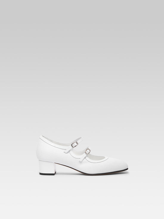 carel Bleuet - Escarpins babies tissu et cuir verni blanc