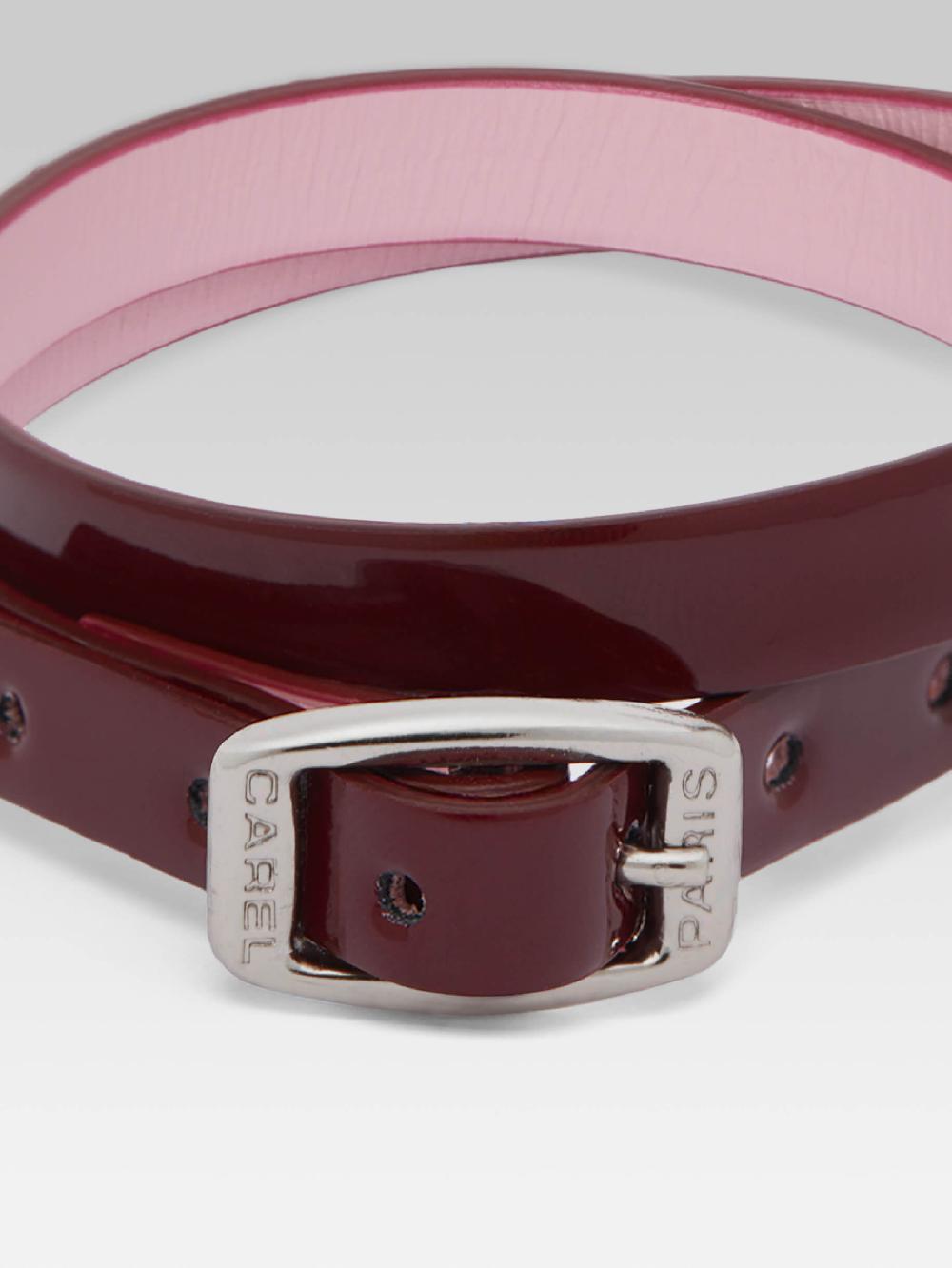 Carel Bracelet - Cuir Verni Bordeaux Upcyclé – Carel Paris