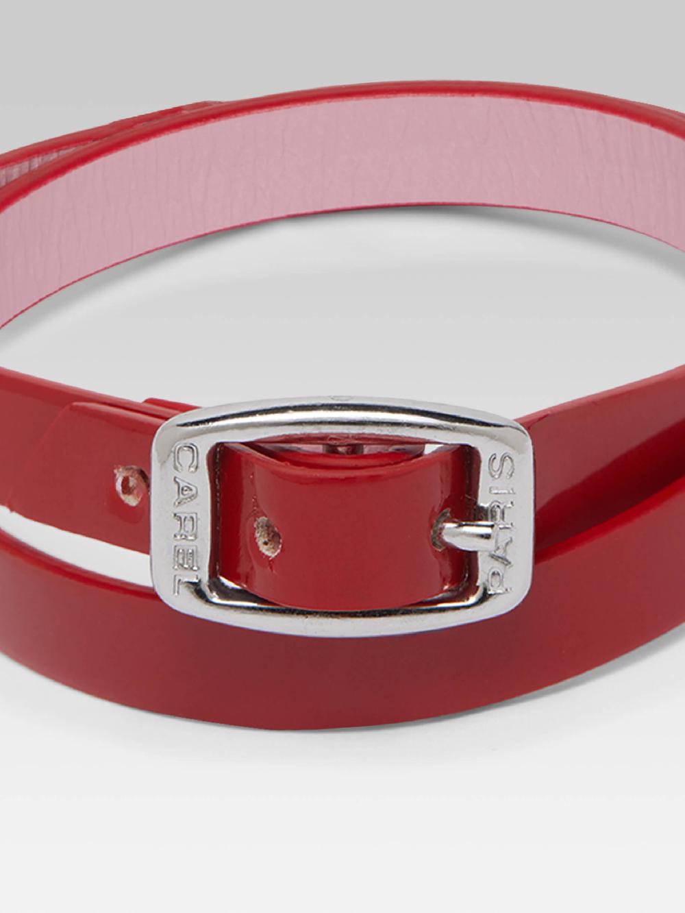 Carel Bracelet - Cuir Verni Rouge Upcyclé – Carel Paris