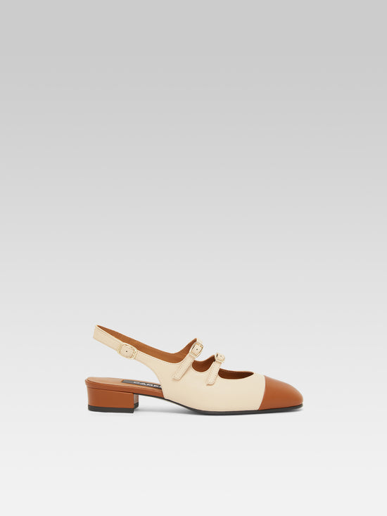 carel Abricot - Babies slingback cuir beige et camel