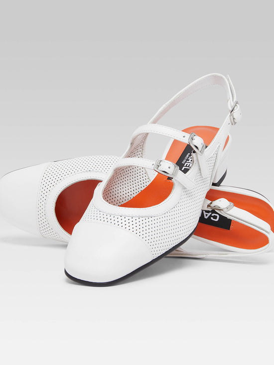 Carel Abricot - Babies Slingback Cuir Upcyclé Blanc