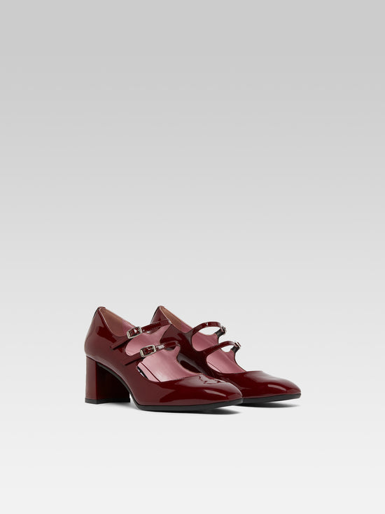 Carel Alice - Escarpins Babies Cuir Verni Bordeaux