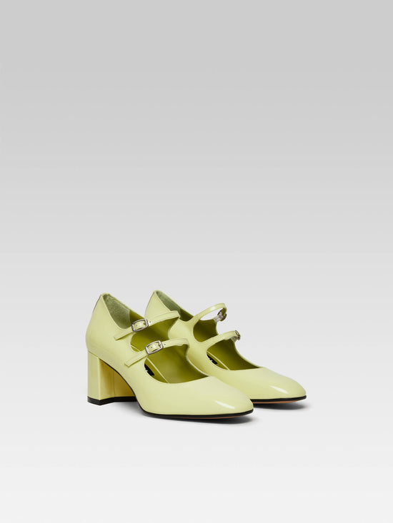 Carel Alice - Escarpins Babies Cuir Verni Citron