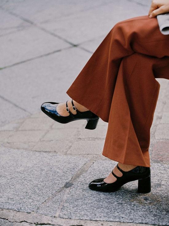 Carel Alice - Escarpins Babies Cuir Verni Noir