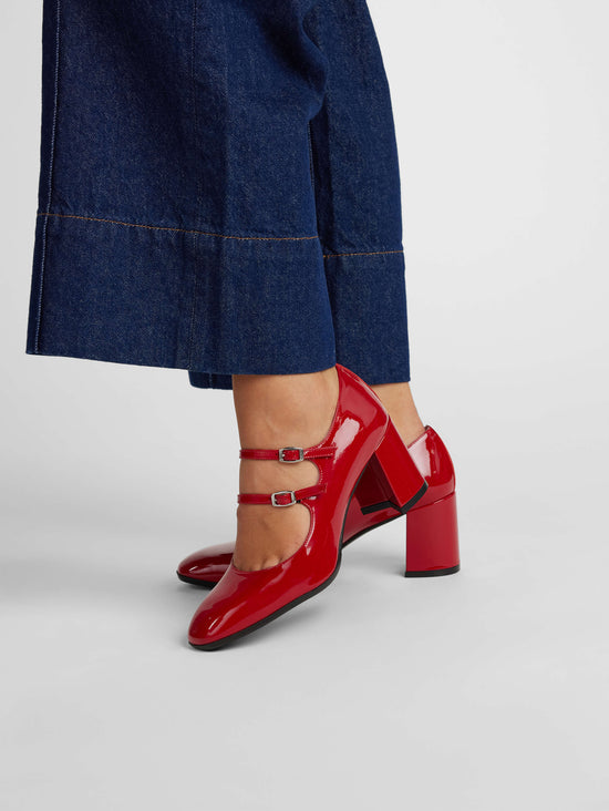 Carel Alice - Escarpins Babies Cuir Verni Rouge