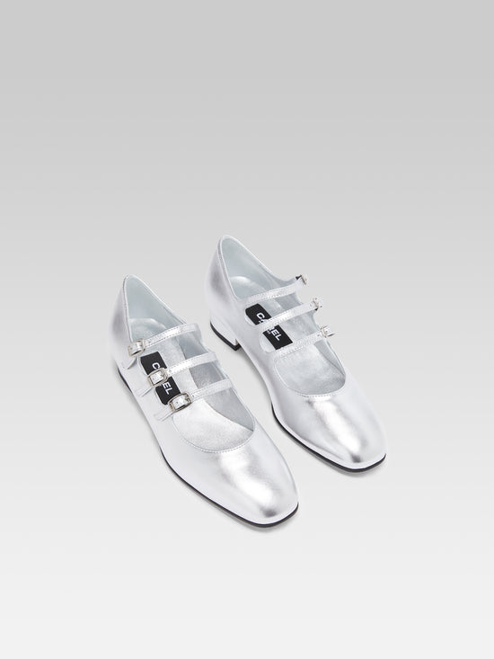 Carel Ariana - Ballerines Babies Cuir Laminé Argent