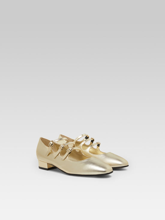 Carel Ariana - Ballerines Babies Cuir Laminé Platine