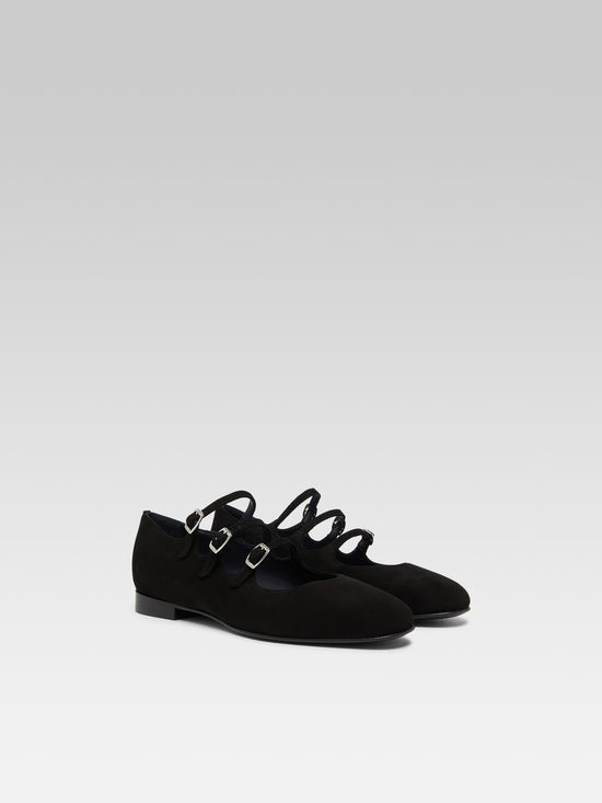 Carel Ariana S - Ballerines Babies Cuir Velours Noir