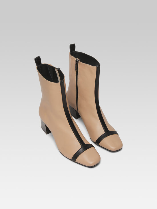 Carel Audrey - Bottines Cuir Beige Et Noir