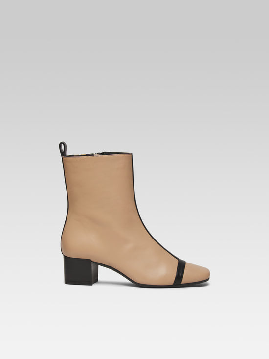 carel Audrey - Bottines cuir beige et noir