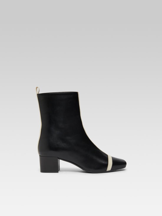 carel Audrey - Bottines cuir noir et ivoire