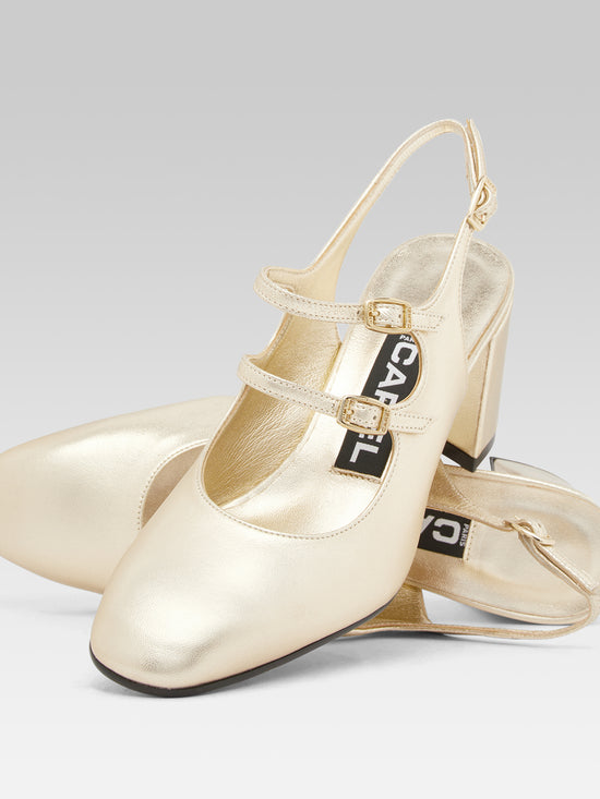 Carel Banana - Babies Slingback Cuir Laminé Platine