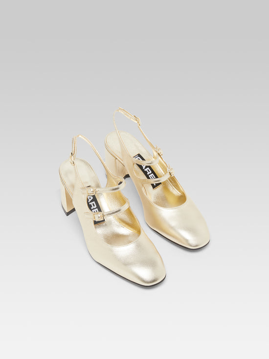 Carel Banana - Babies Slingback Cuir Laminé Platine