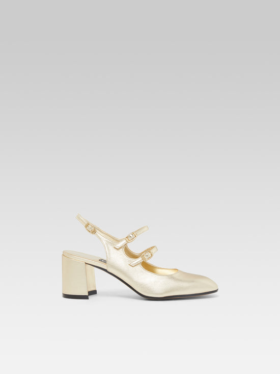 carel Banana - Babies slingback cuir laminé platine