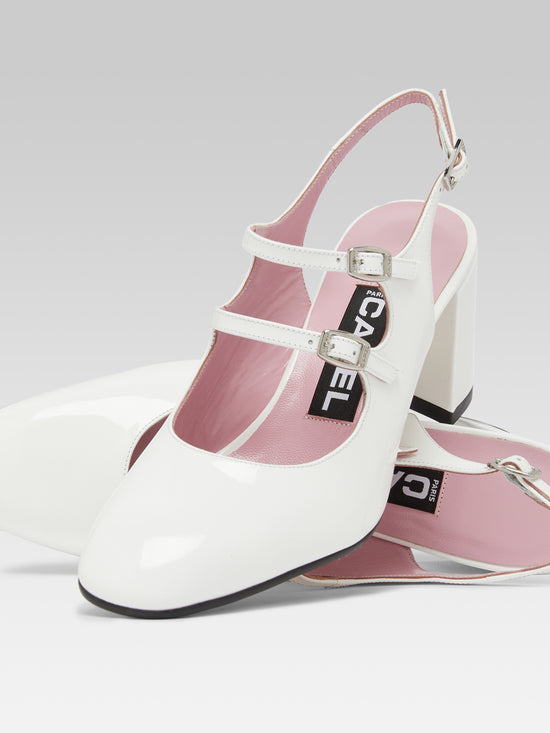 Carel Banana - Babies Slingback Cuir Verni Blanc