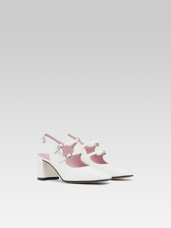 Carel Banana - Babies Slingback Cuir Verni Blanc