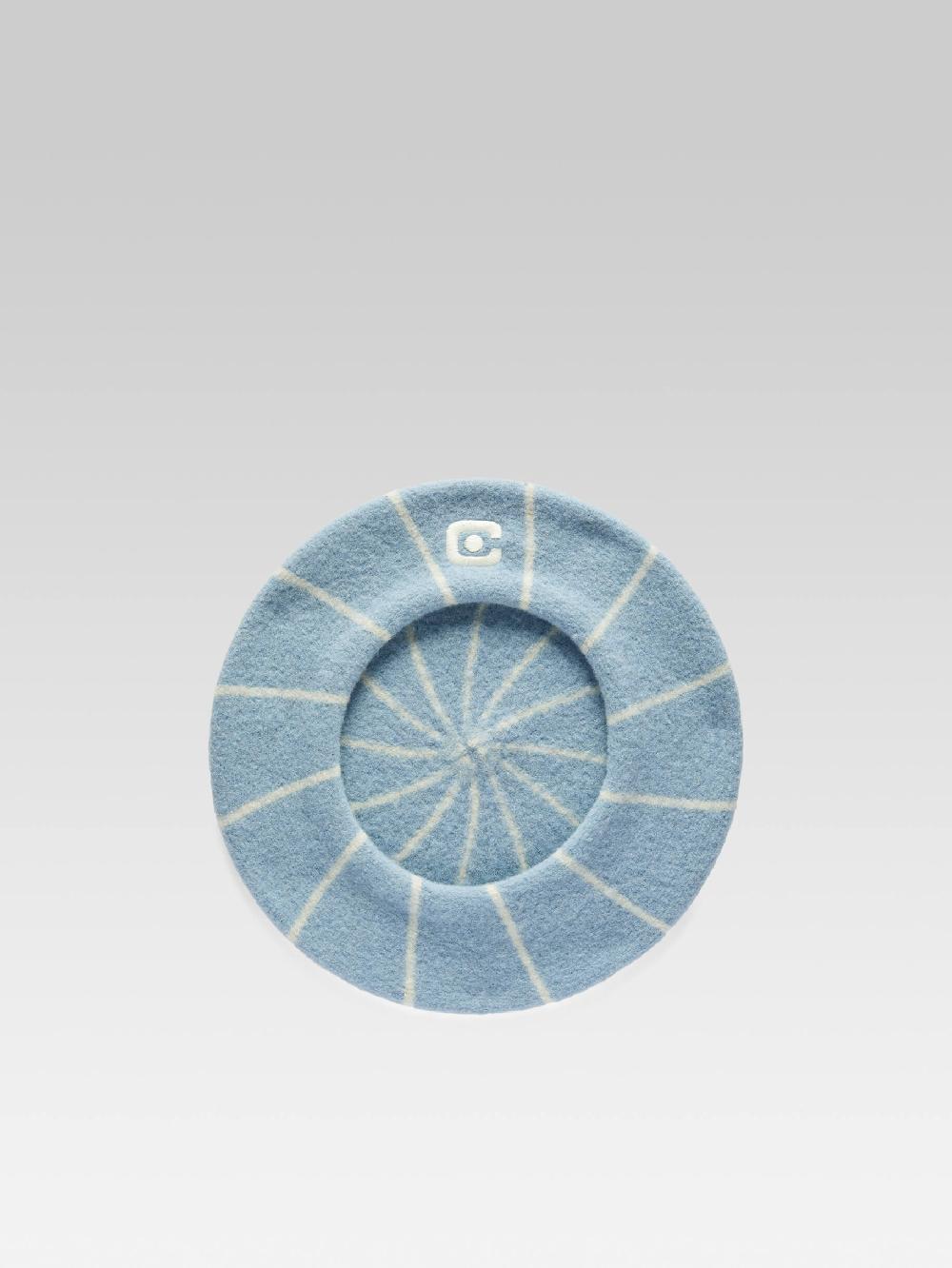 Carel Béret Laine Marinière Bleu Et écru