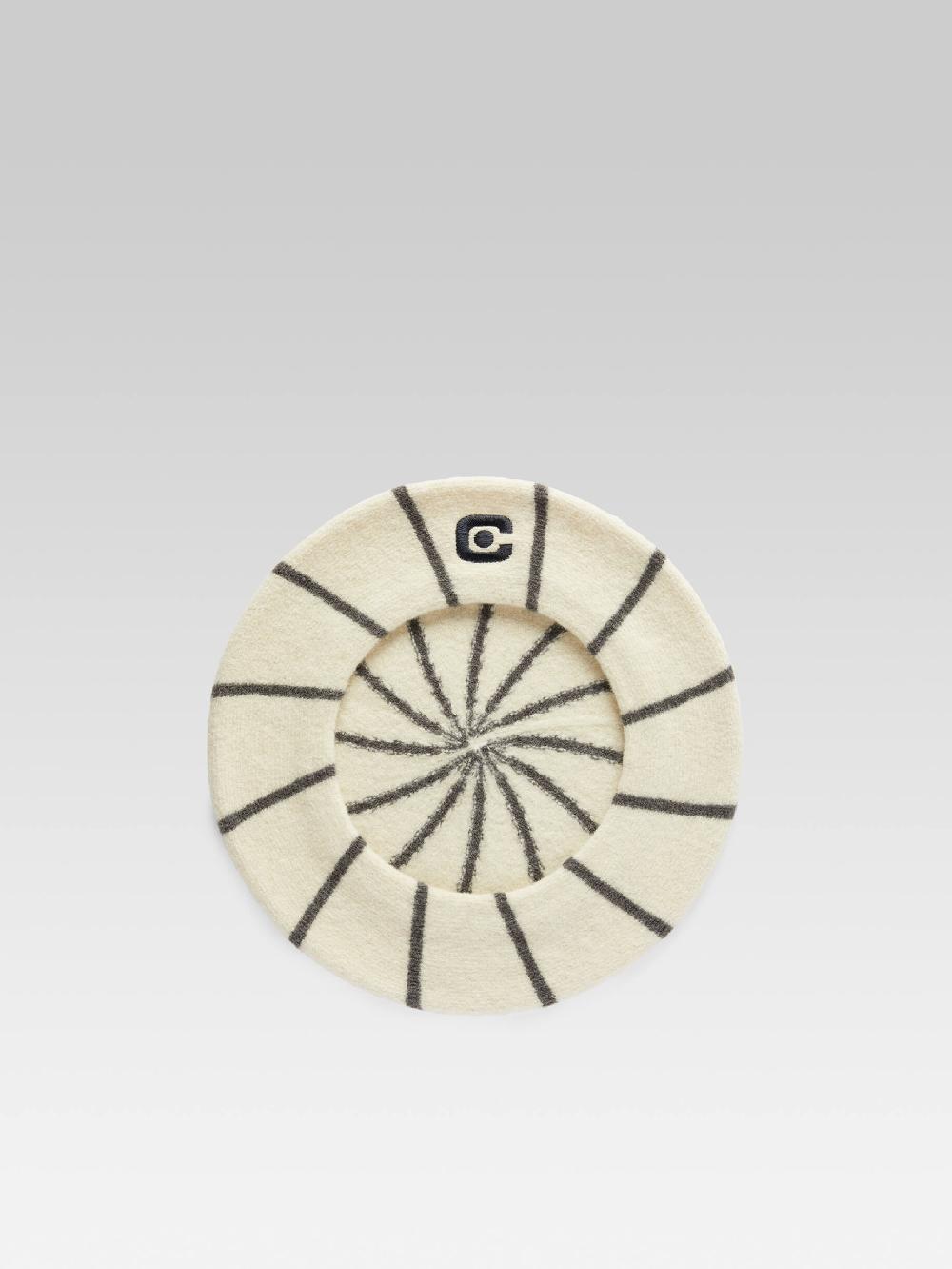 Carel Béret Laine Marinière écru Et Gris Logo C