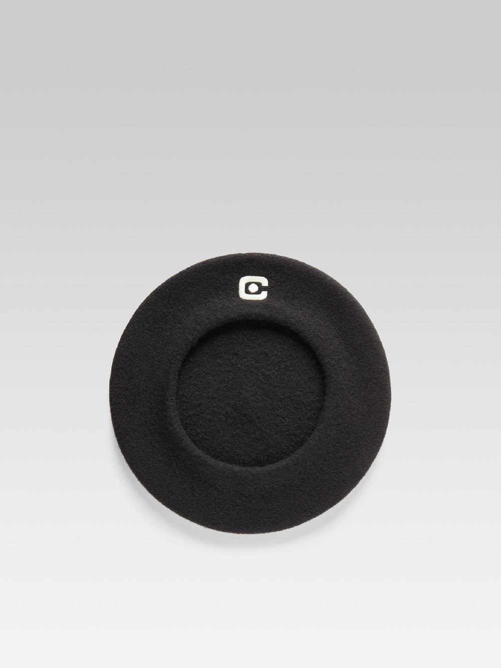 Carel Béret Laine Noir Logo C