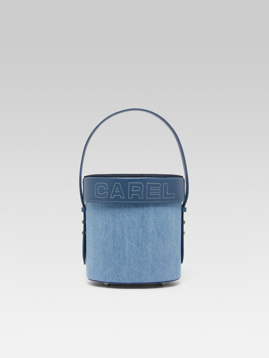 carel Bibi - Sac seau tissu jean et cuir bleu