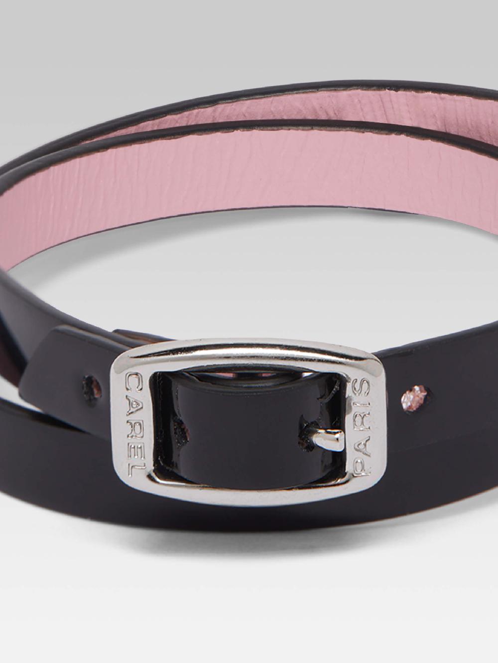 Carel Bracelet - Cuir Verni Noir Upcyclé – Carel Paris