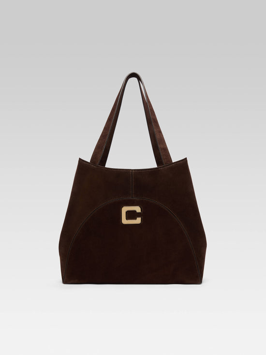carel Clemenceau - Sac cabas cuir velours marron