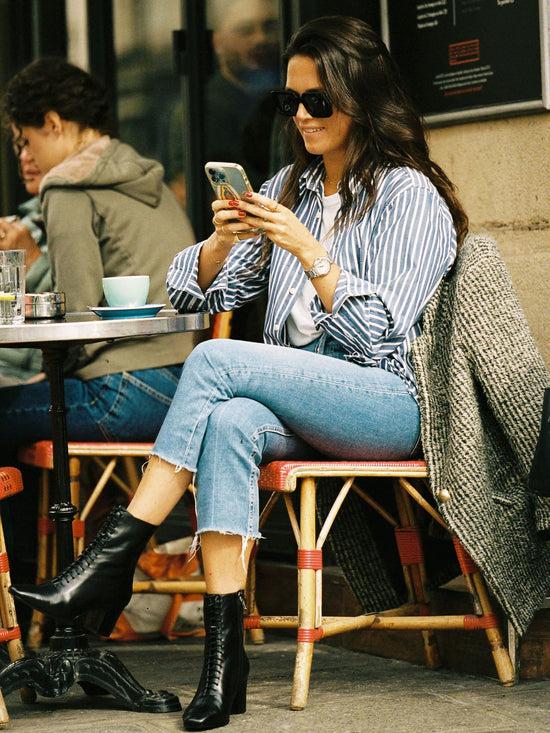 Carel Colette - Bottines à Lacets Cuir Nappa Noir