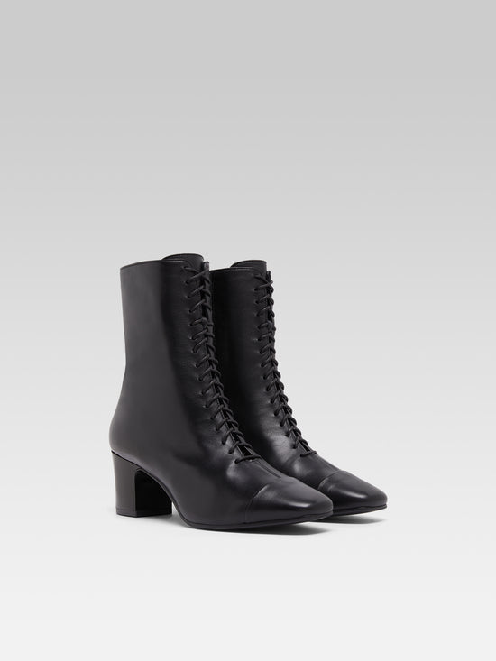 Carel Colette - Bottines à Lacets Cuir Nappa Noir
