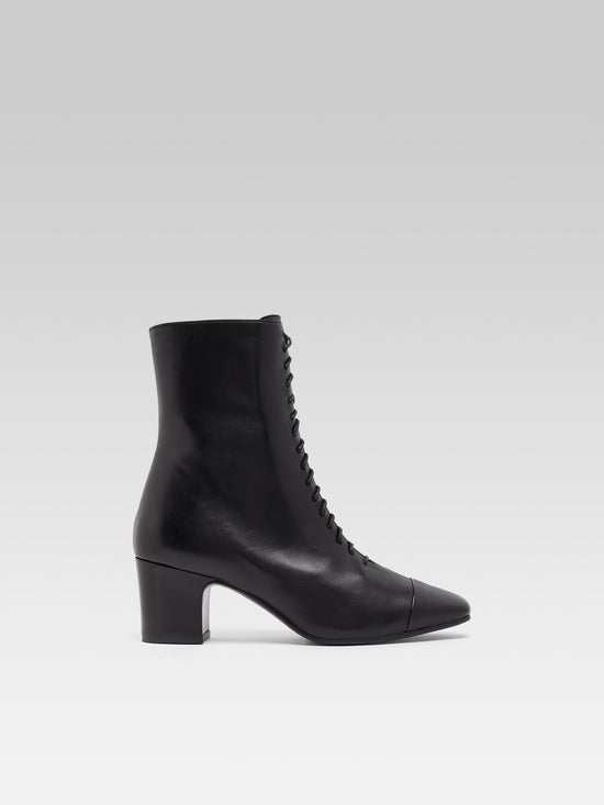 carel Colette - Bottines à lacets cuir nappa noir