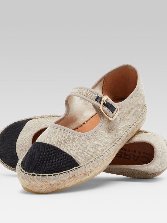 Carel Colza - Espadrilles Babies Lin Naturel Et Noir