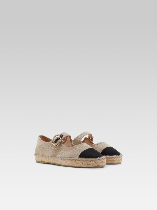 Carel Colza - Espadrilles Babies Lin Naturel Et Noir