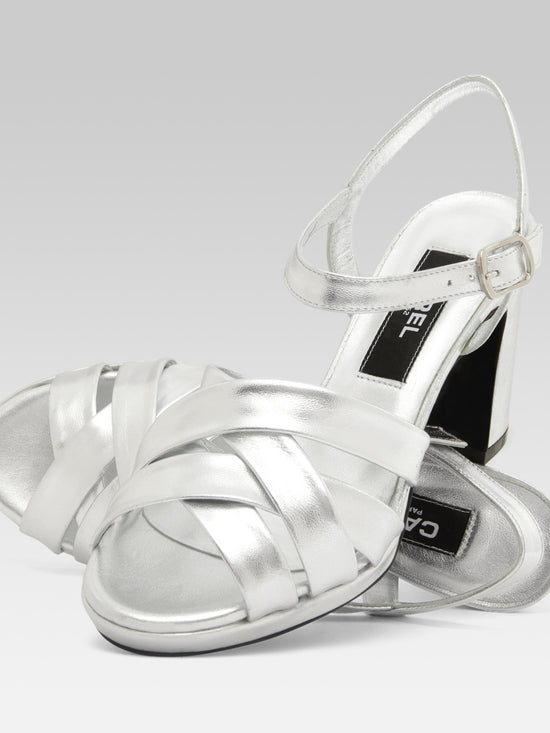 Carel Dancing - Sandales Cuir Laminé Argent