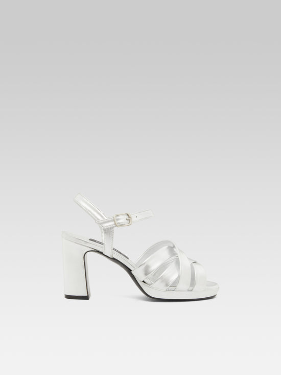 carel Dancing - Sandales cuir laminé argent