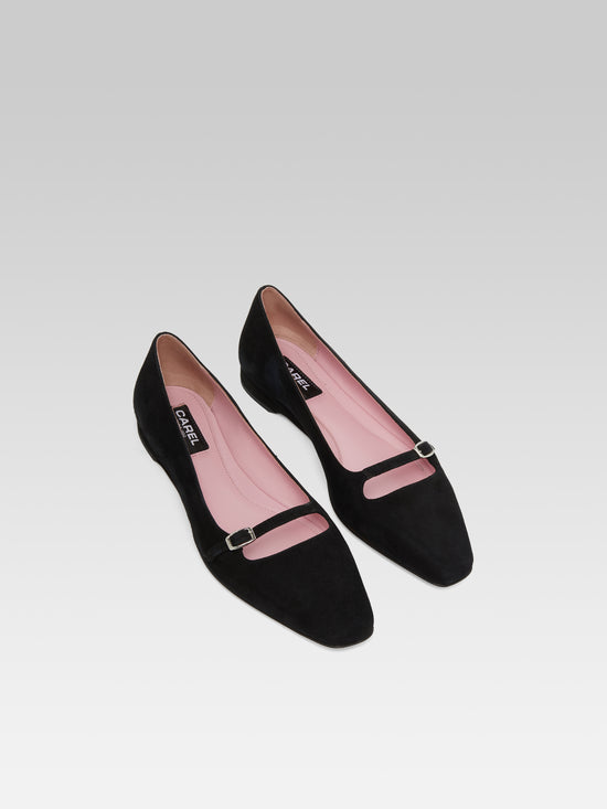 Carel Emilie - Ballerines Cuir Velours Noir