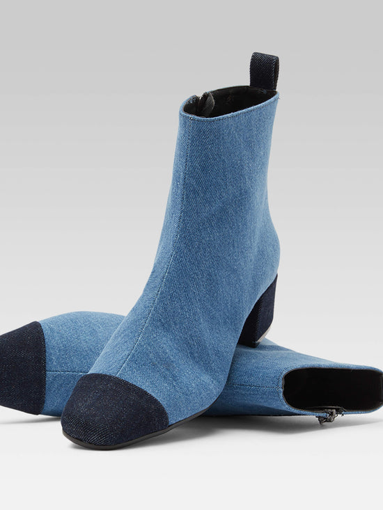 Carel Estime - Bottines Bicolores Tissu Jean Bleu