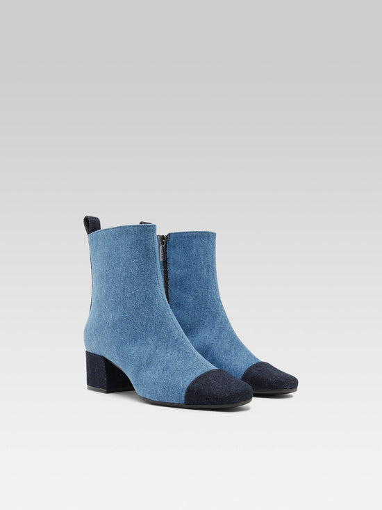 Carel Estime - Bottines Bicolores Tissu Jean Bleu