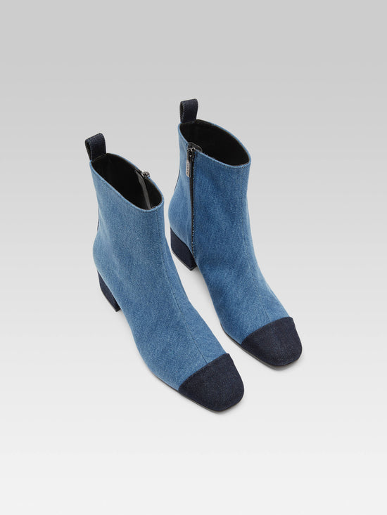Carel Estime - Bottines Bicolores Tissu Jean Bleu