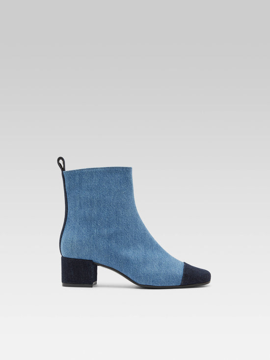 carel Estime - Bottines bicolores tissu jean bleu