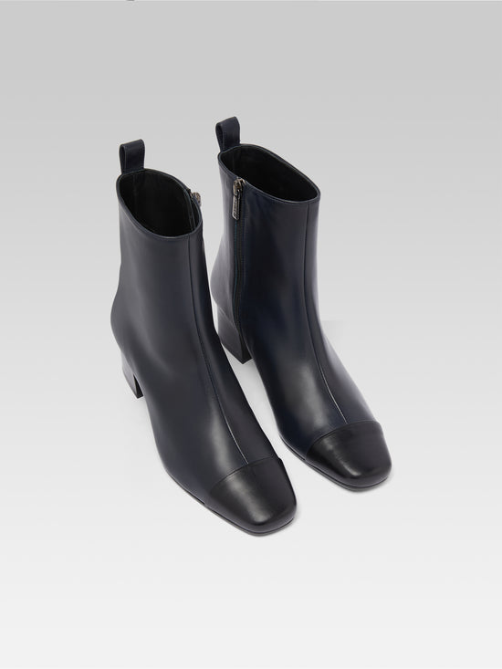 Carel Estime - Bottines Cuir Bleu Et Noir