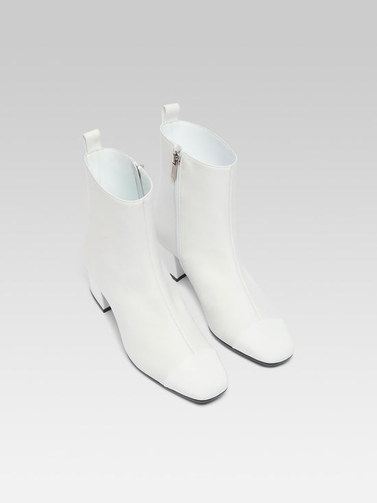Carel Estime - Bottines Cuir Et Cuir Verni Blanc