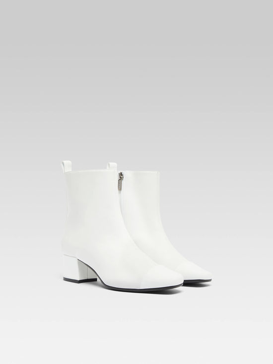 Carel Estime - Bottines Cuir Et Cuir Verni Blanc