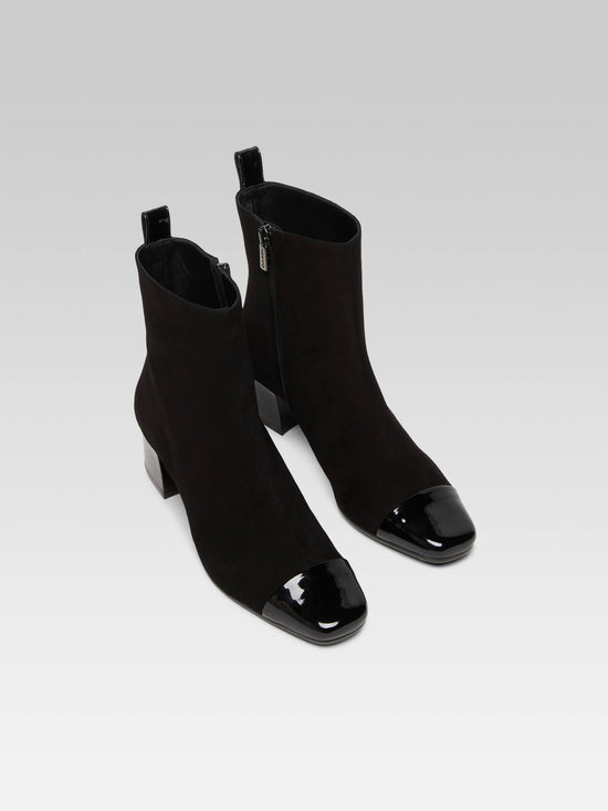 Carel Estime - Bottines Cuir Velours Et Verni Noir