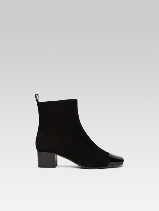 carel Estime - Bottines cuir velours et verni noir