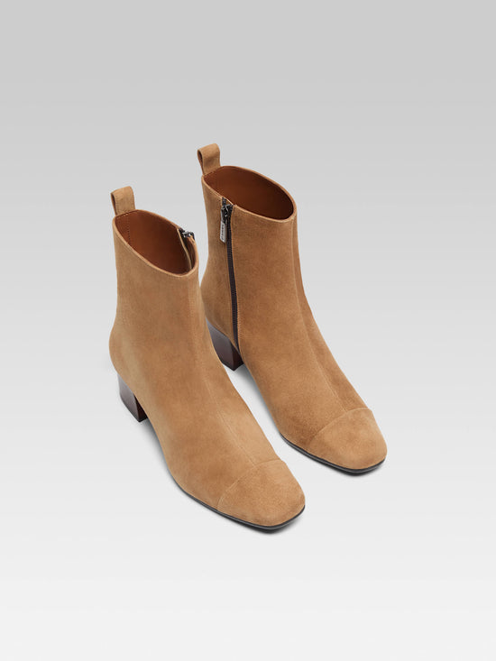 Carel Estime - Bottines Cuir Velours Noisette