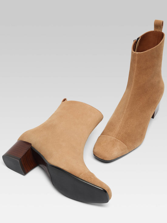 Carel Estime - Bottines Cuir Velours Noisette