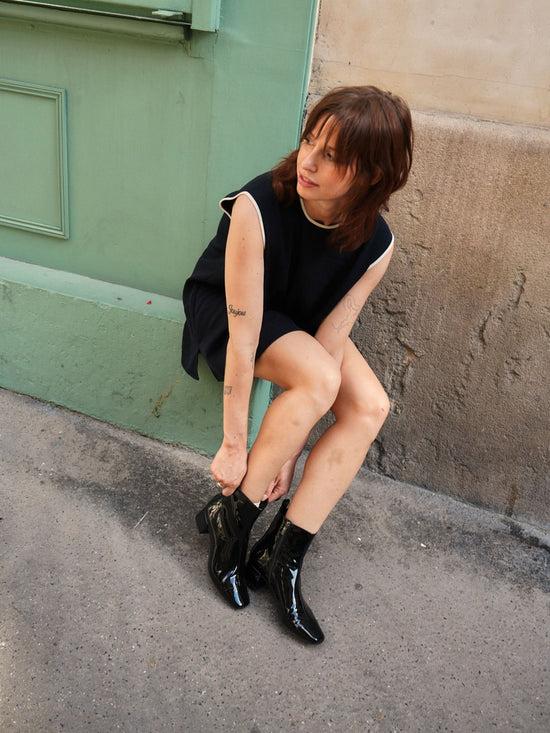 Carel Estime - Bottines Cuir Verni Noir
